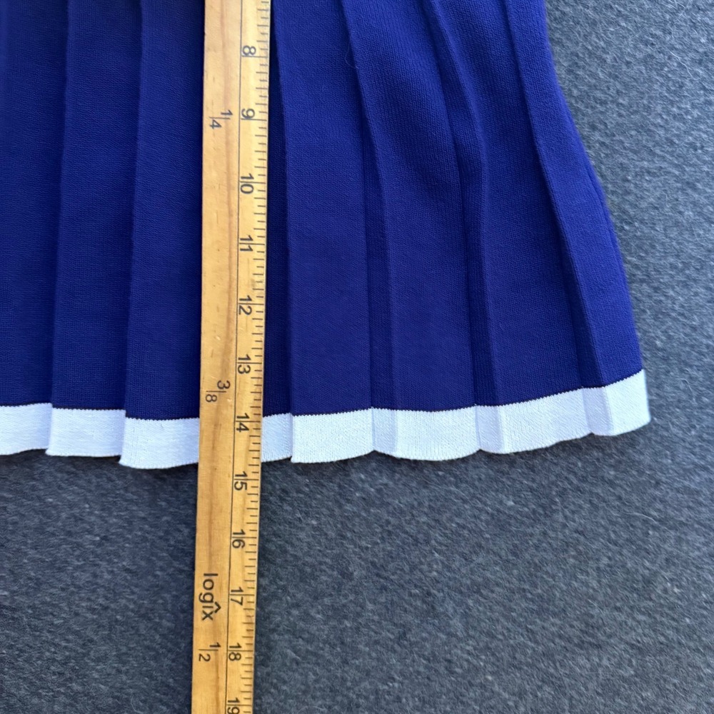 Emerson Lang Blue Knit 2 Piece Set Vest and Pleated Mini Skirt XL Preppy Acadmia - Picture 8 of 12